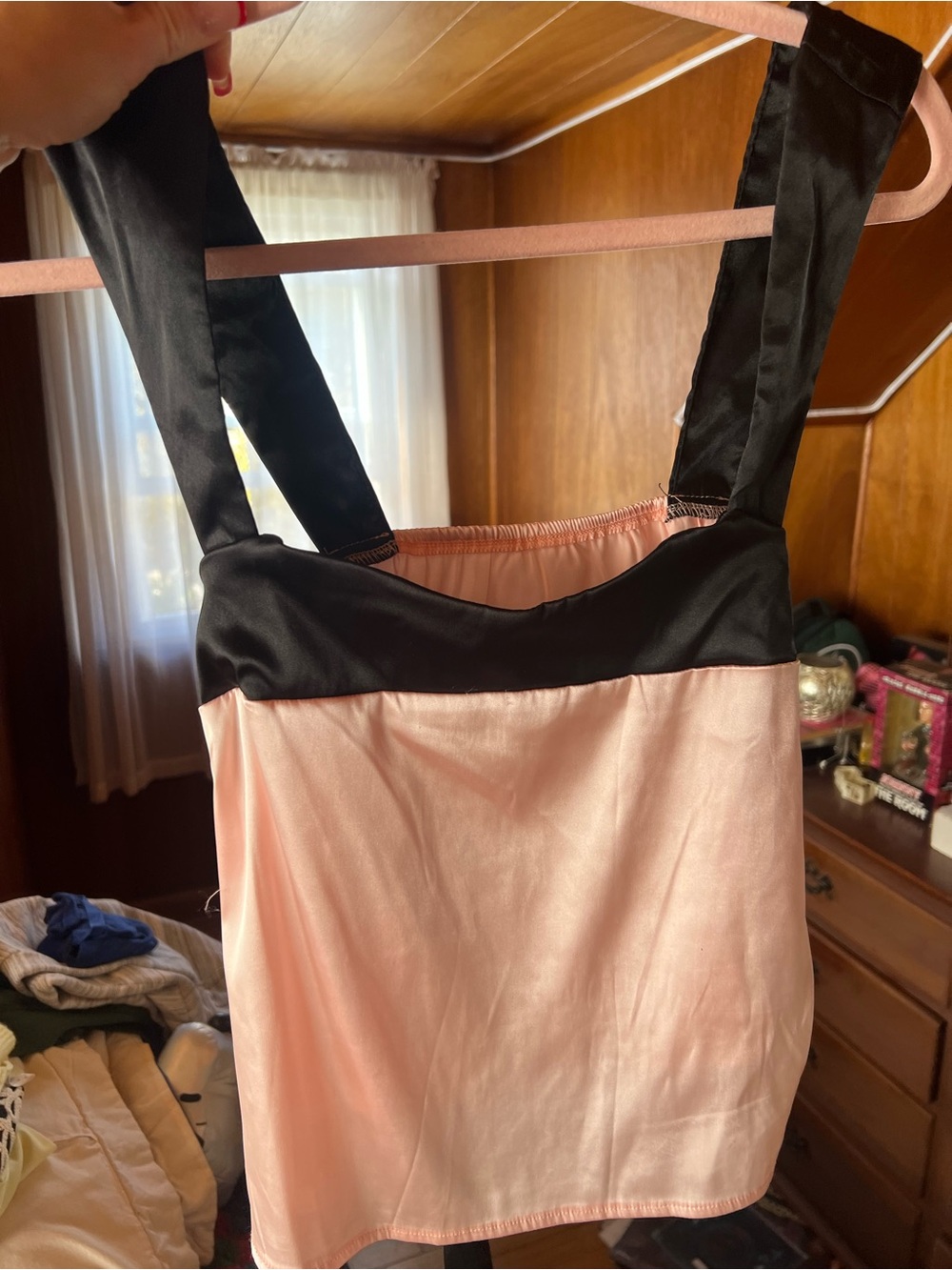 Black & Blush Satin Tank Top